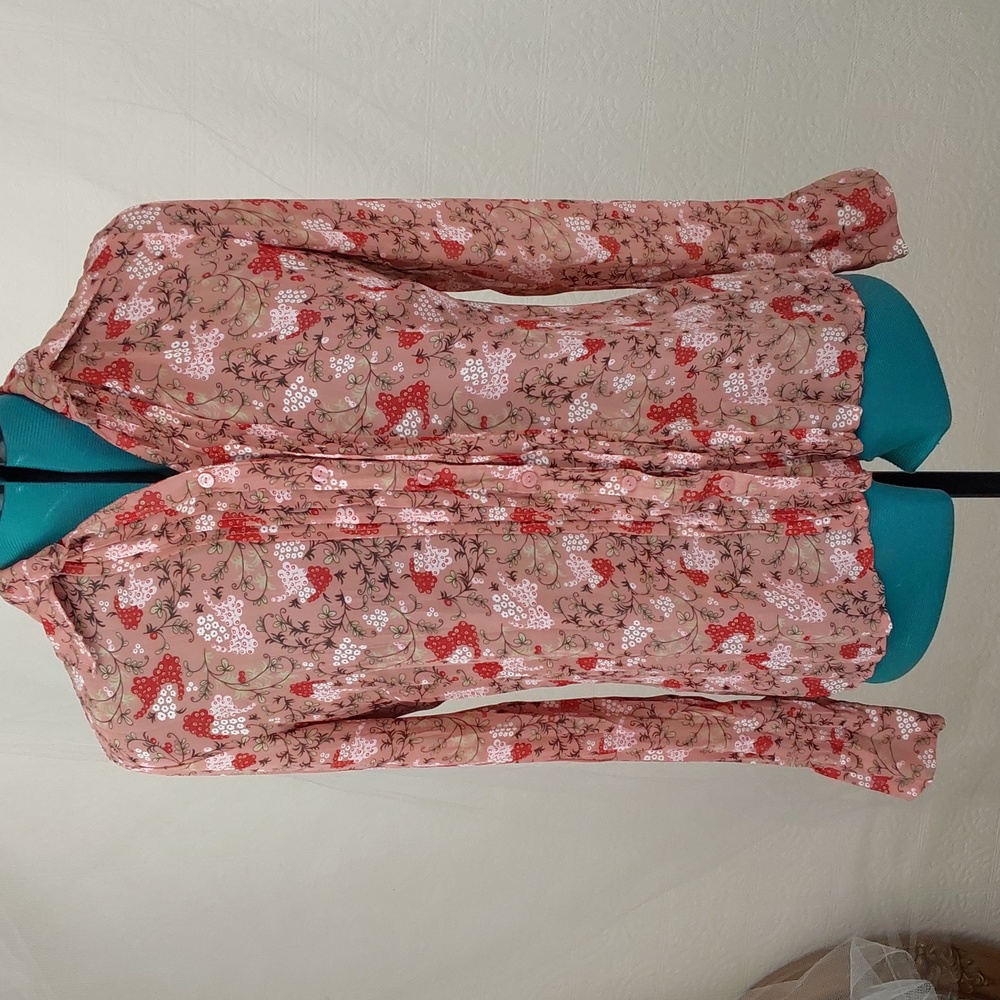 S. Oliver- floral,mauve,sheer,  blouse -